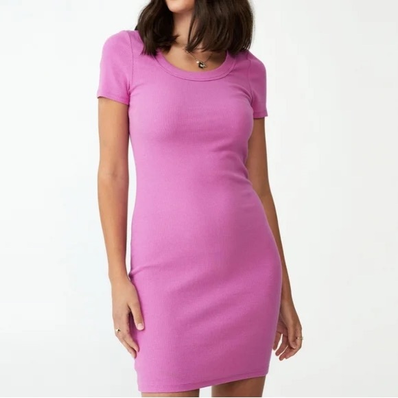 Women's Rib Short Sleeve Mini Dress - Picture 1 of 2